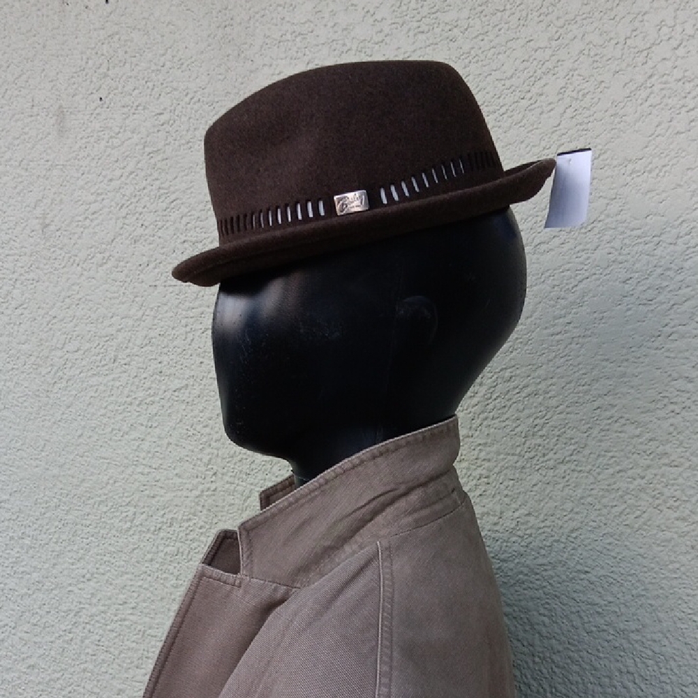Bailey of Hollywood Brown Fedora with Band & Metal Crest